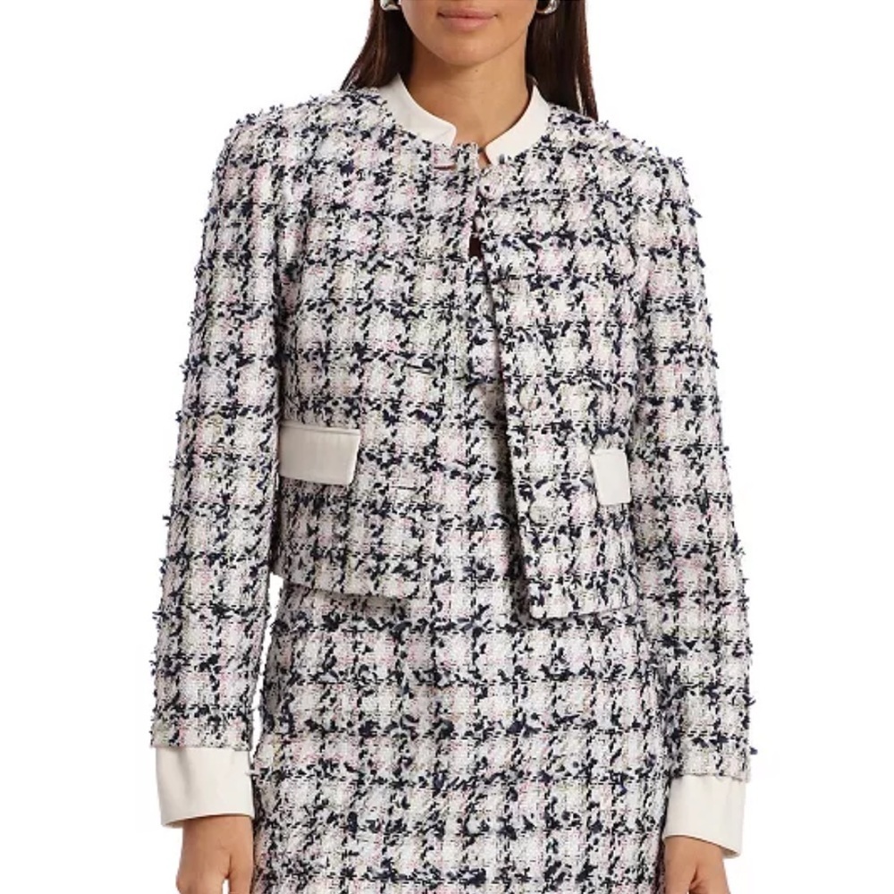 AVEC LES FILLES Cropped Tweed Jacket NWT Size 14 Runs Small